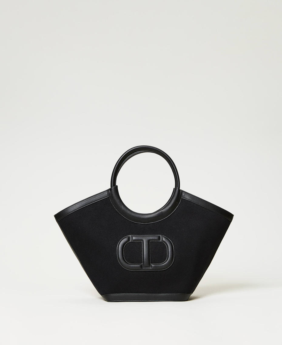 Borsa shopper 'Ring' in canvas Nero Donna 231TD8311_00006_01