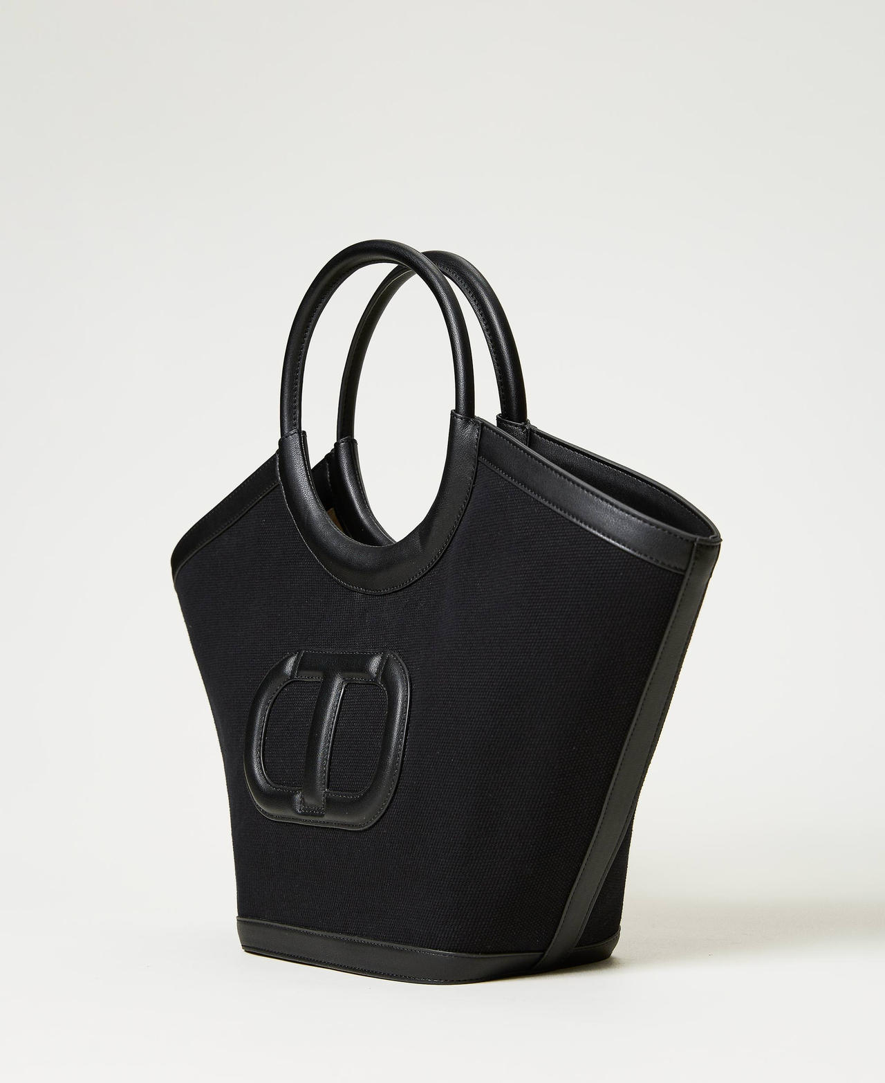 Borsa shopper 'Ring' in canvas Nero Donna 231TD8311_00006_02