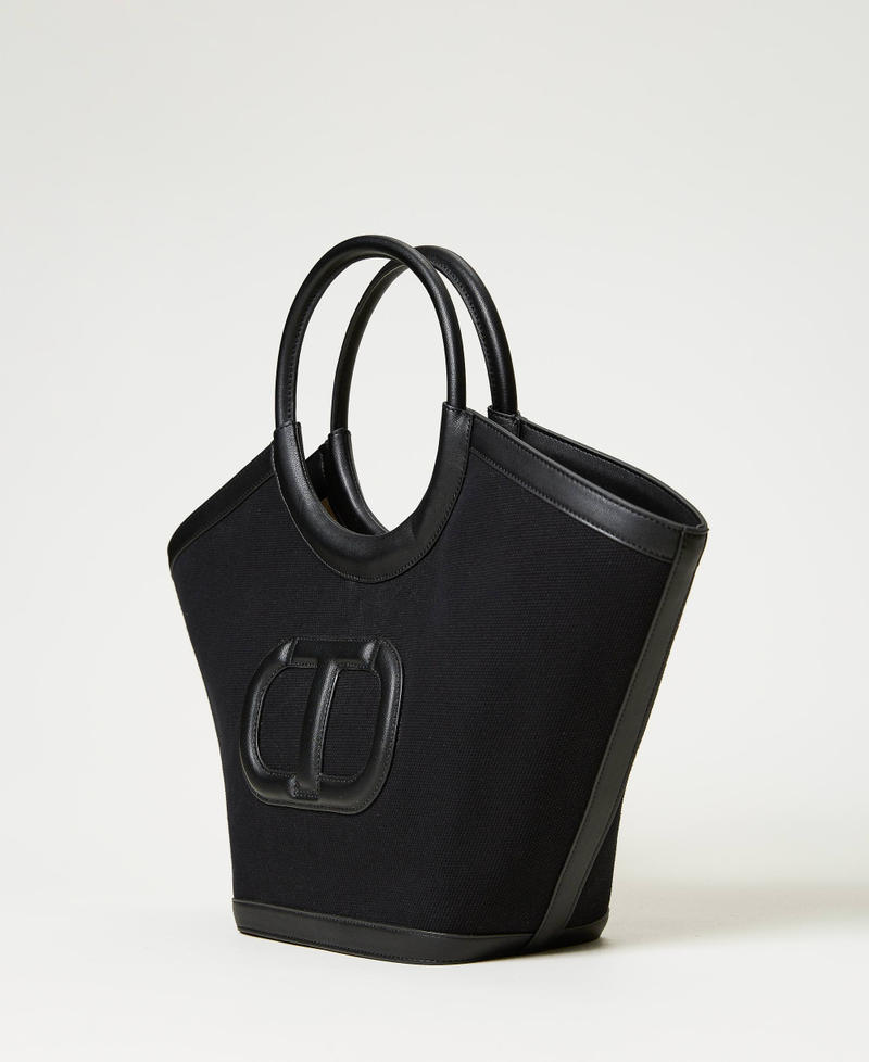 Borsa shopper 'Ring' in canvas Nero Donna 231TD8311_00006_02