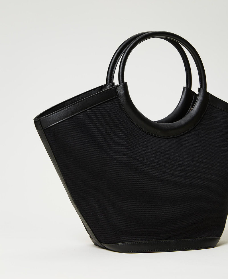 Borsa shopper 'Ring' in canvas Nero Donna 231TD8311_00006_03