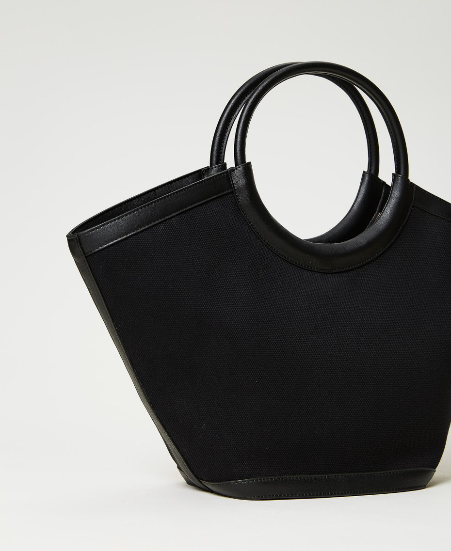 Borsa shopper 'Ring' in canvas Nero Donna 231TD8311_00006_03