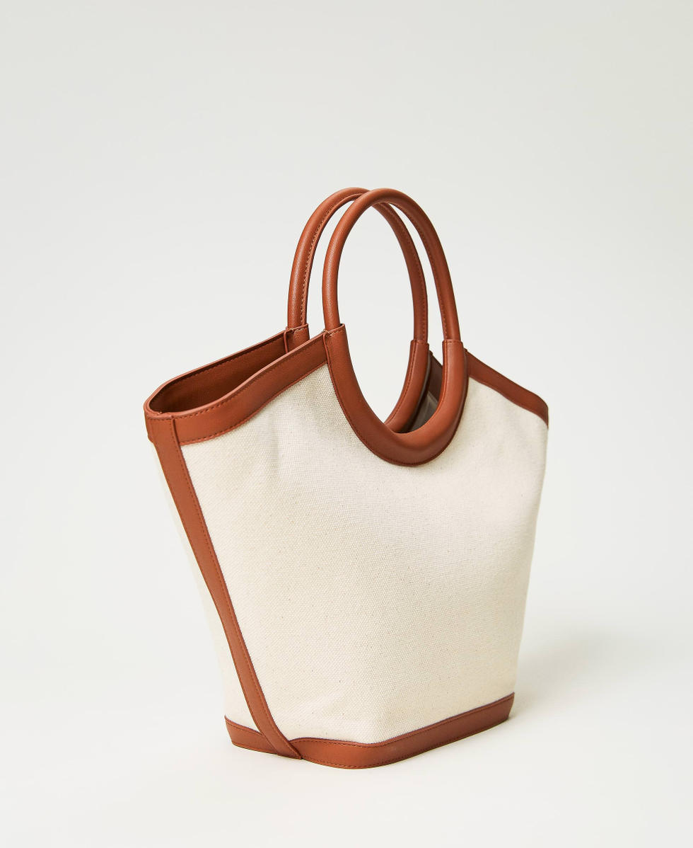 Borsa shopper Ring in canvas Donna Bianco TWINSET Milano