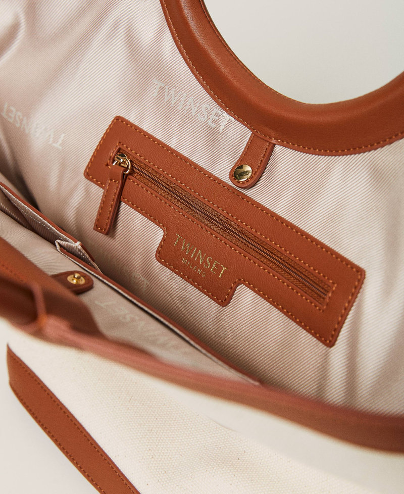 Borsa shopper 'Ring' in canvas Avorio Donna 231TD8311_00018_04