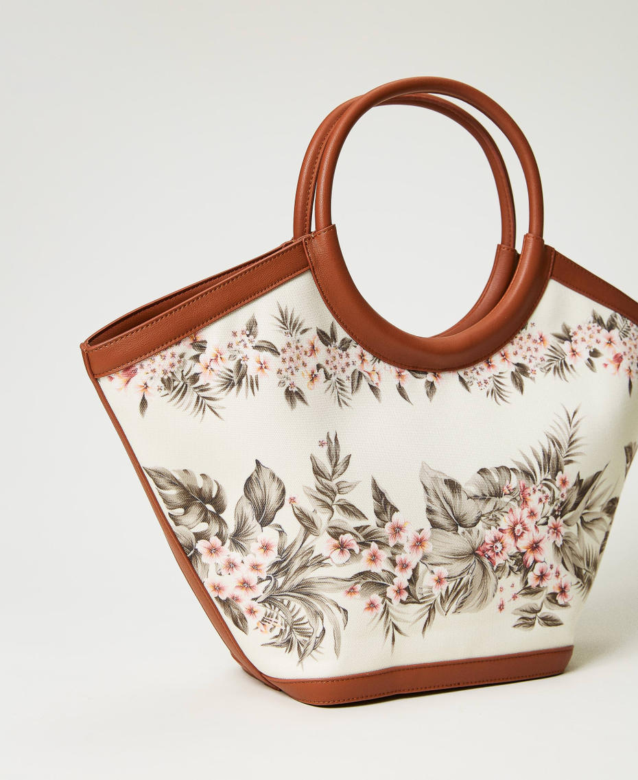 Borsa shopper 'Ring' in canvas a fiori Stampa Fiore Beige Donna 231TD8314_10589_03