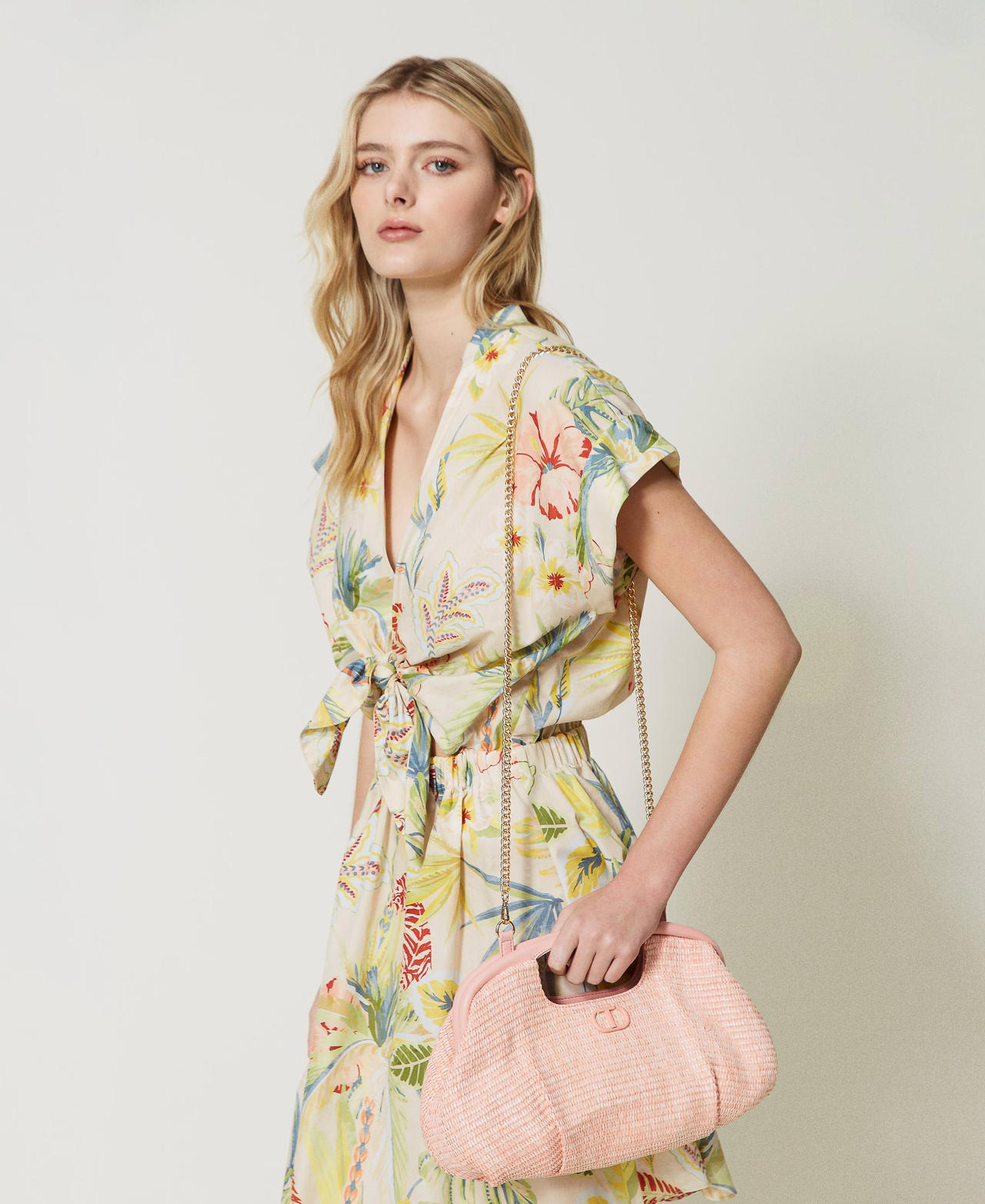 'Sweety' soft clutch with handles Parisienne Pink Woman 231TD8320_00714_0S
