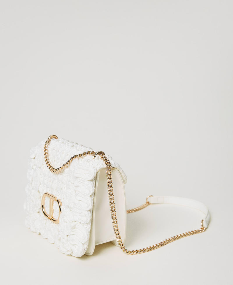 Shoulder bag with crochet embroidery Ivory Woman 231TD8340-02