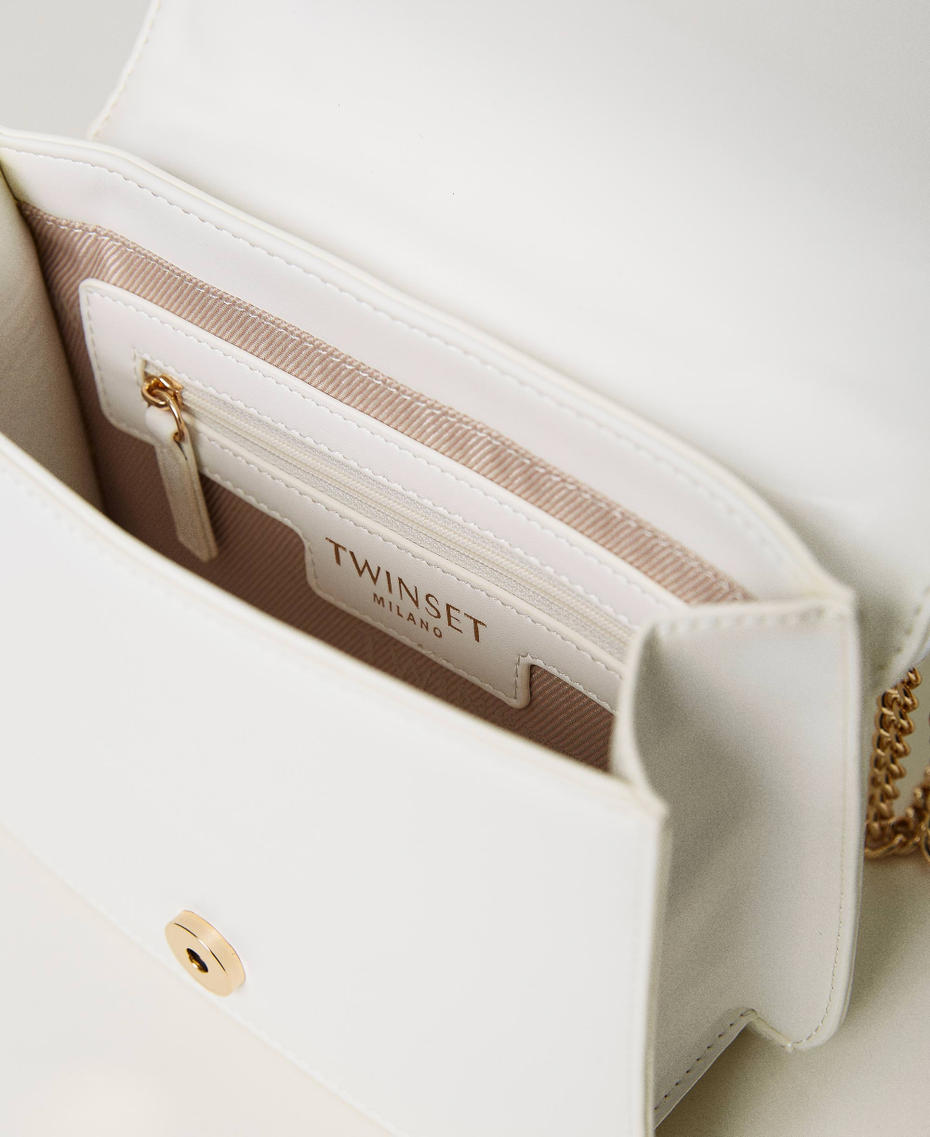 Shoulder bag with crochet embroidery