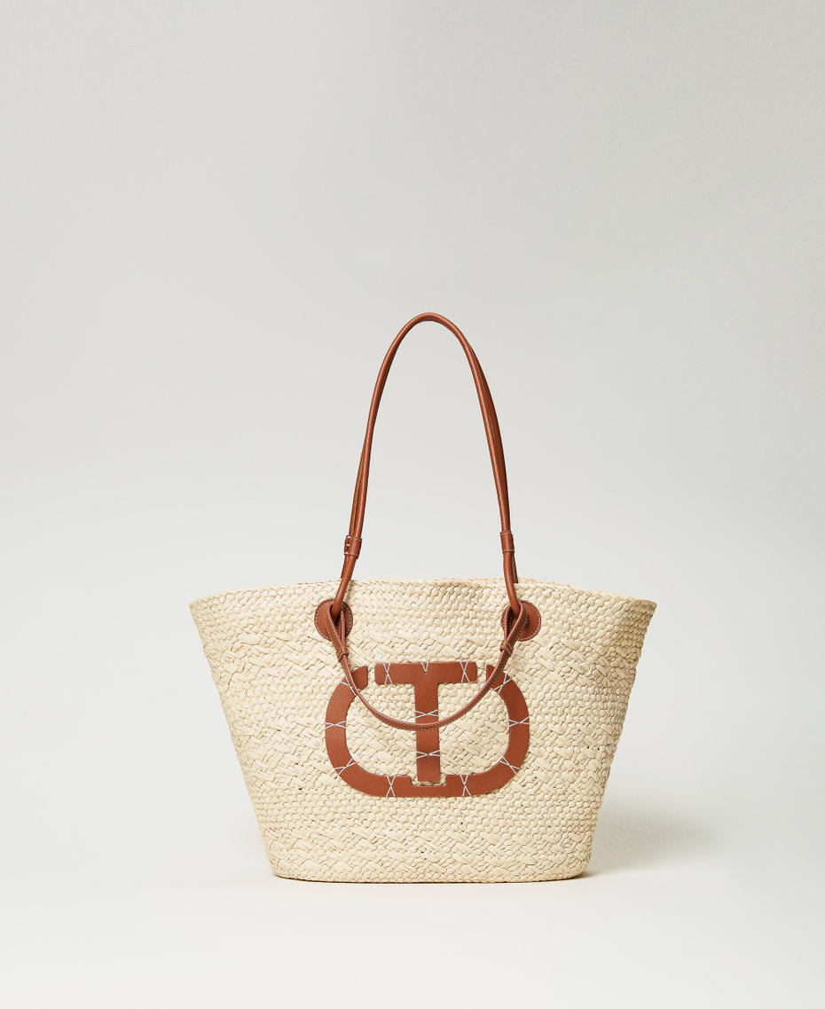 Соломенная сумка-шоппер с логотипом Солома женщина 231TD8350-01