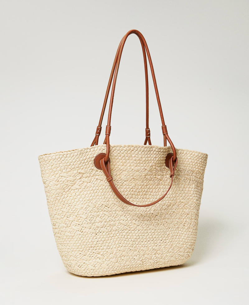 Соломенная сумка-шоппер с логотипом Солома женщина 231TD8350-03