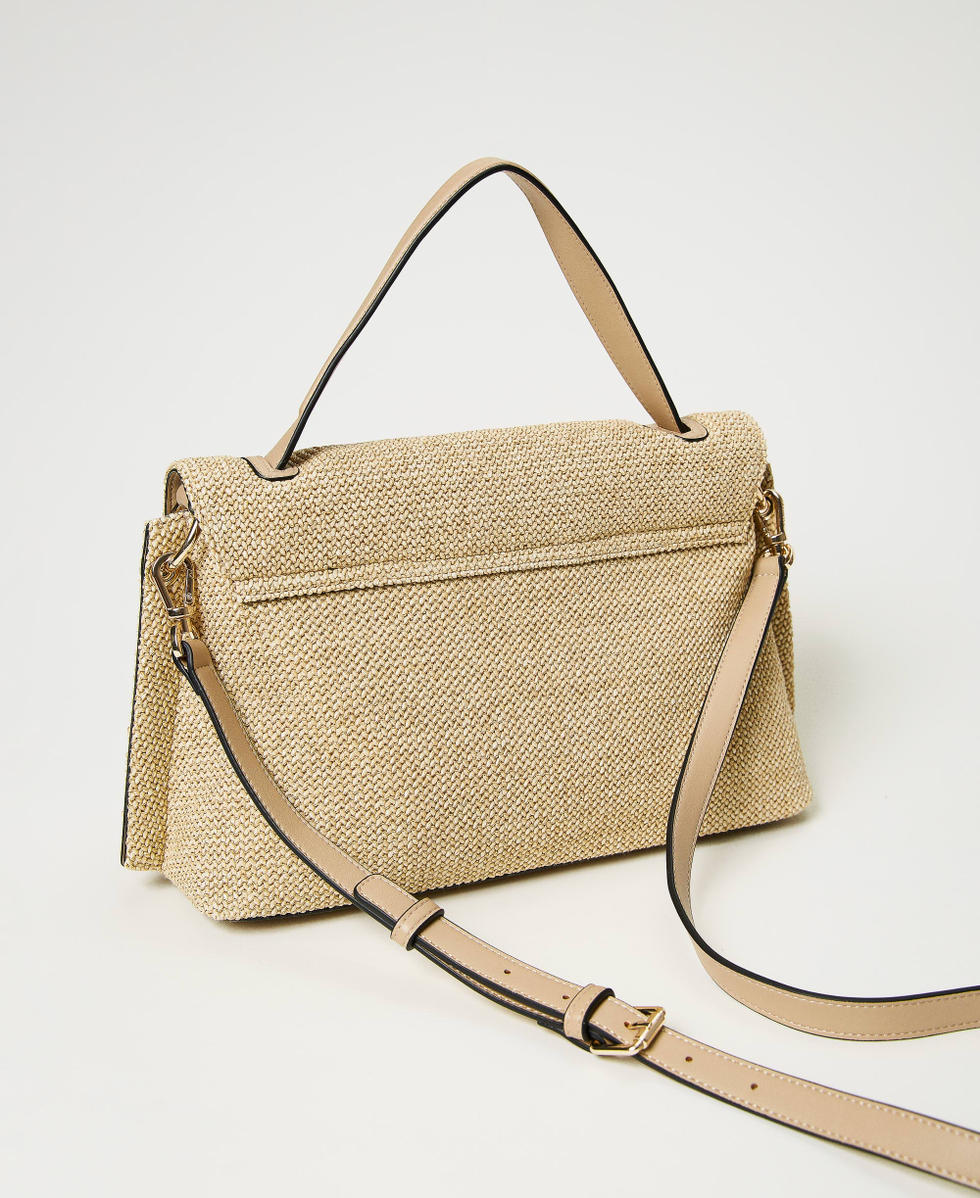 Straw-like top handle bag