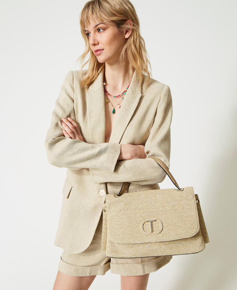 Straw-like top handle bag “Pale Hemp” Beige Woman 231TD8380_10315_0S