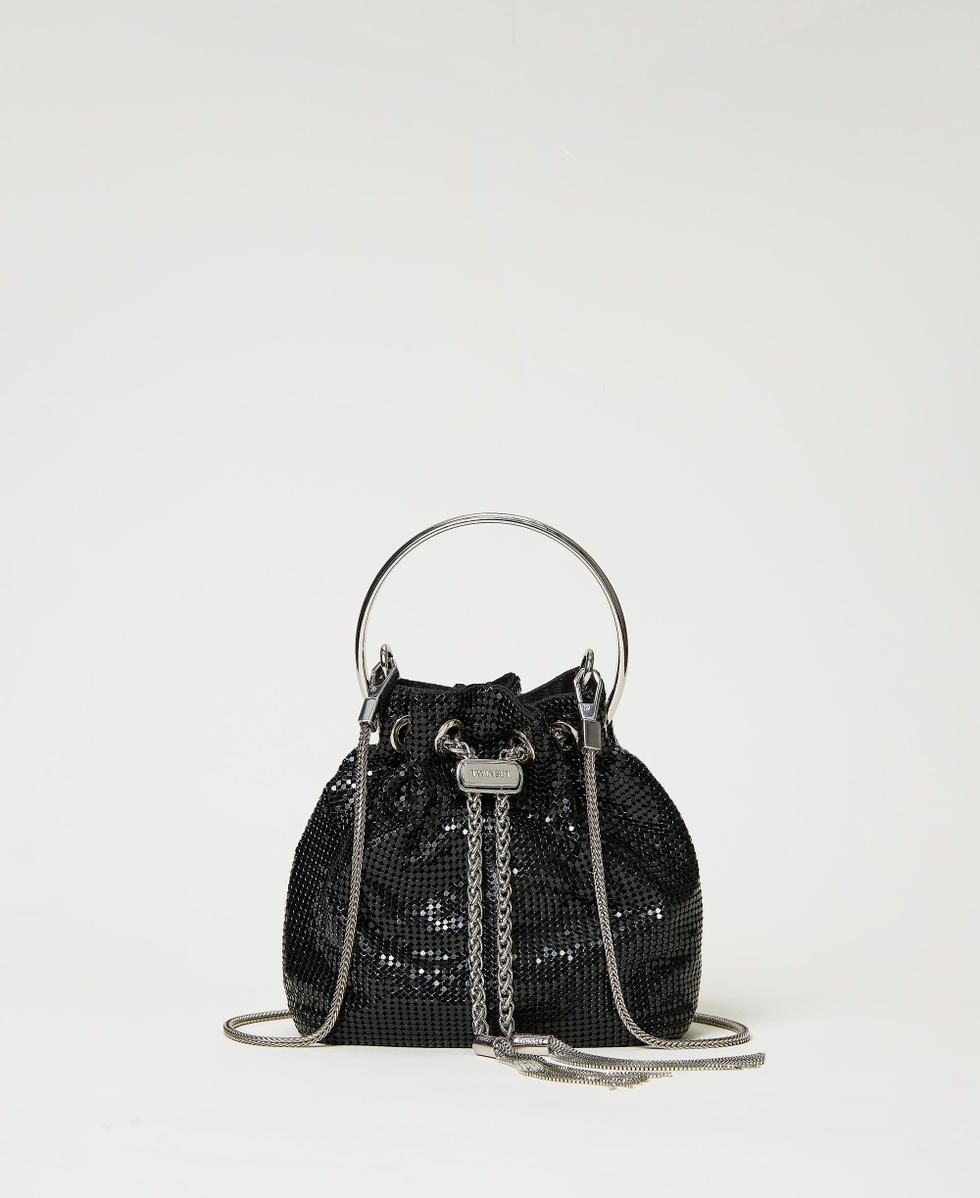 Sac seau en maille métallique Femme, Noir