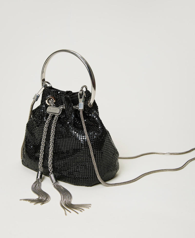 Chain mail bucket bag Black Woman 231TD8390-02