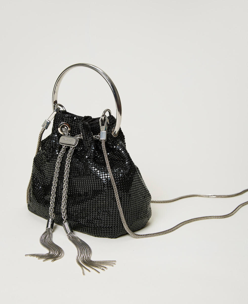 Sac seau en maille métallique Femme, Noir