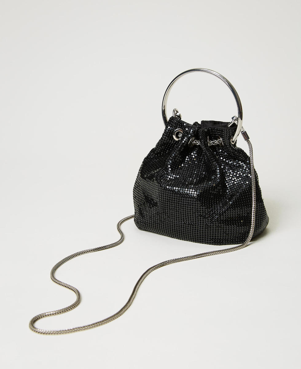 Sac seau en maille métallique Femme, Noir