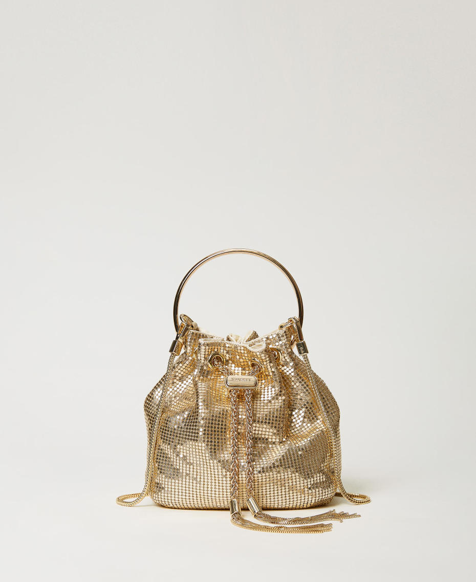 Chain mail bucket bag Yellow Gold Woman 231TD8390-01