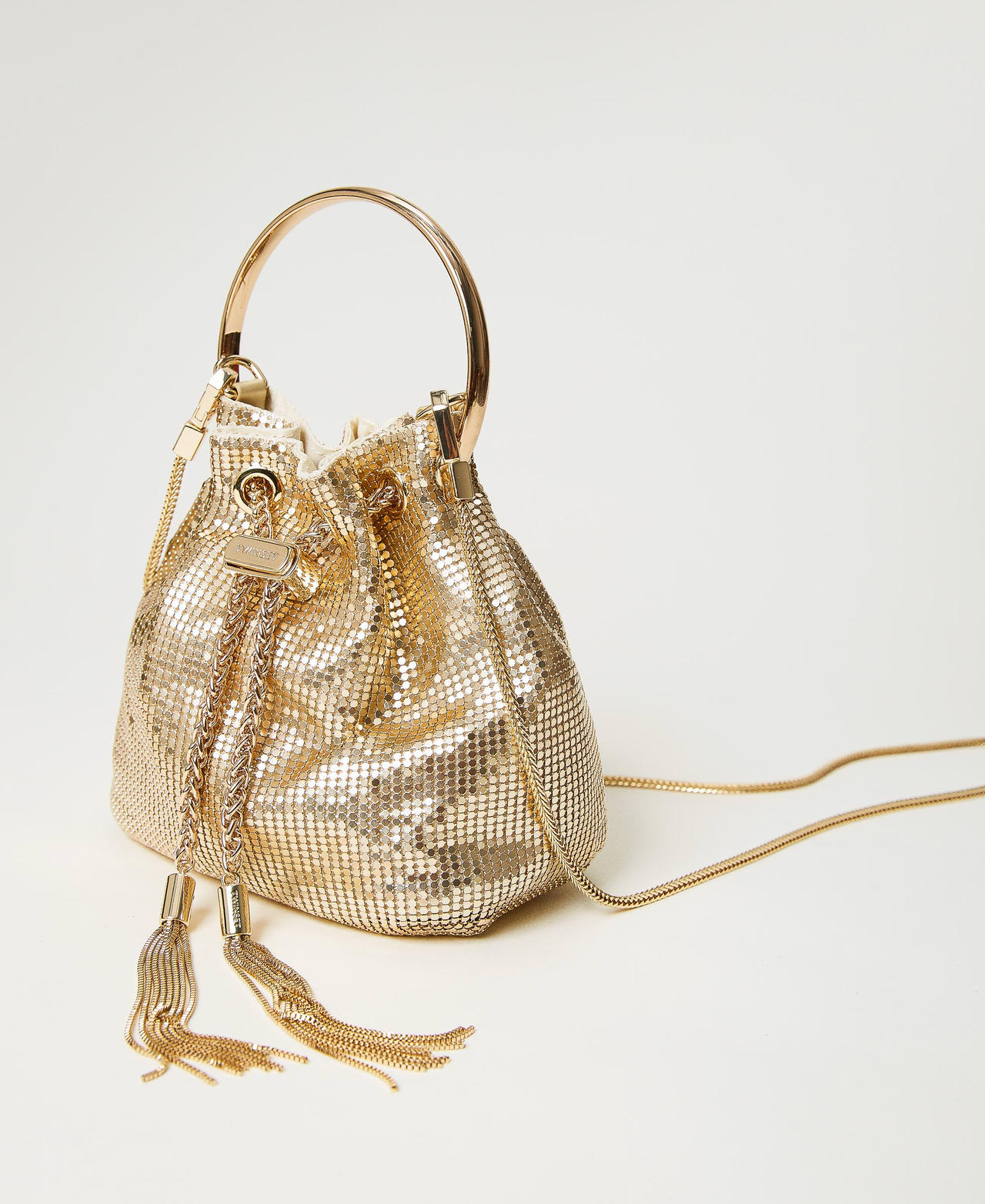 Chain mail bucket bag Yellow Gold Woman 231TD8390-02