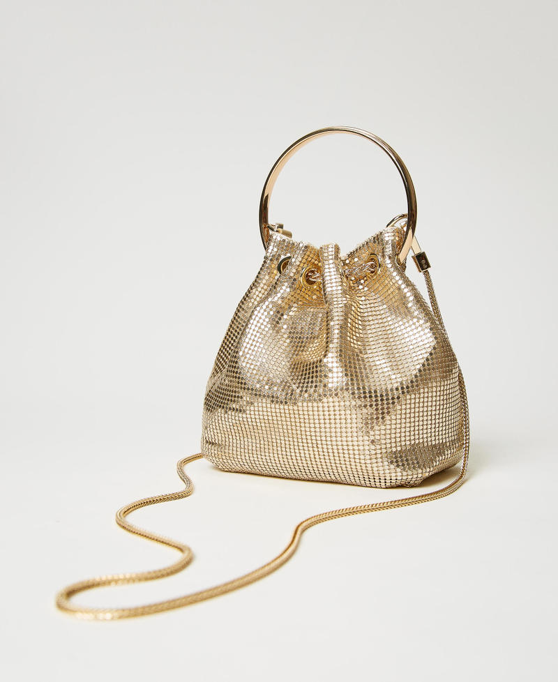 Chain mail bucket bag Yellow Gold Woman 231TD8390-03