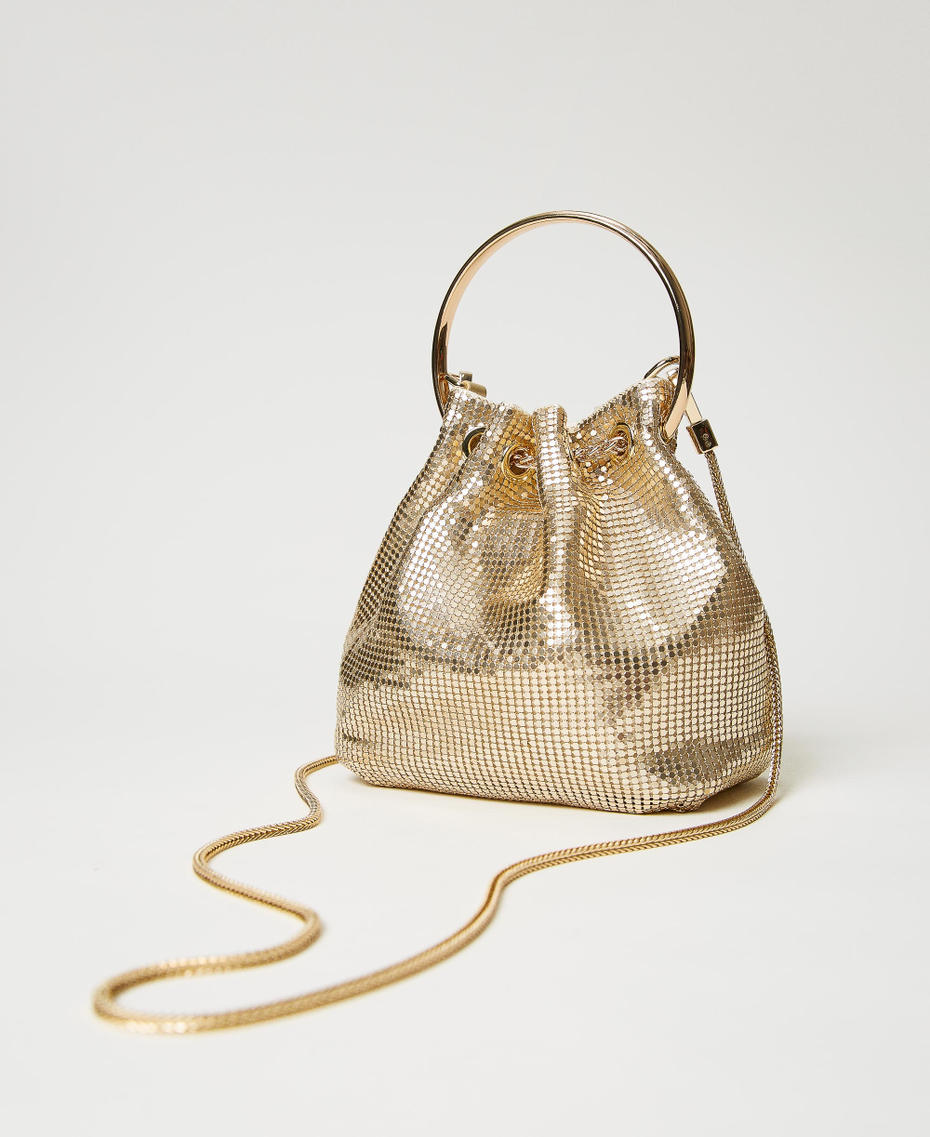 Chain mail bucket bag Yellow Gold Woman 231TD8390_10366_03