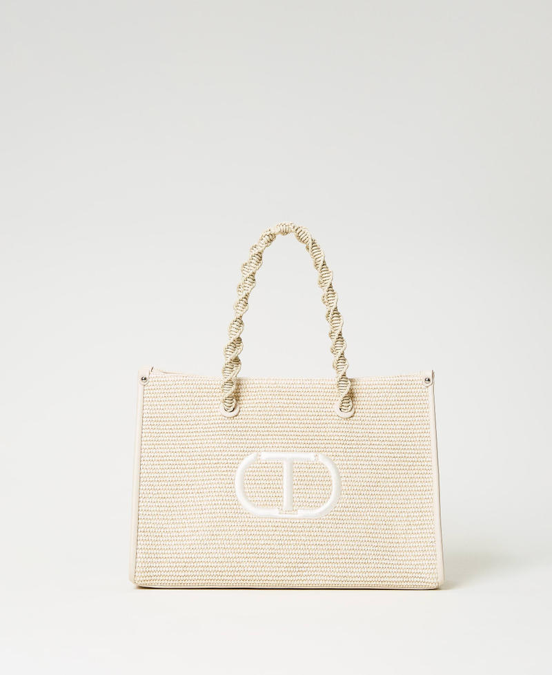 Großer Shopper „Darling“ aus Strohimitat Elfenbein Frau 231TD8400_00018_01