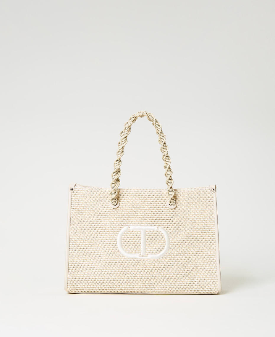 Großer Shopper „Darling“ aus Strohimitat Elfenbein Frau 231TD8400_00018_01