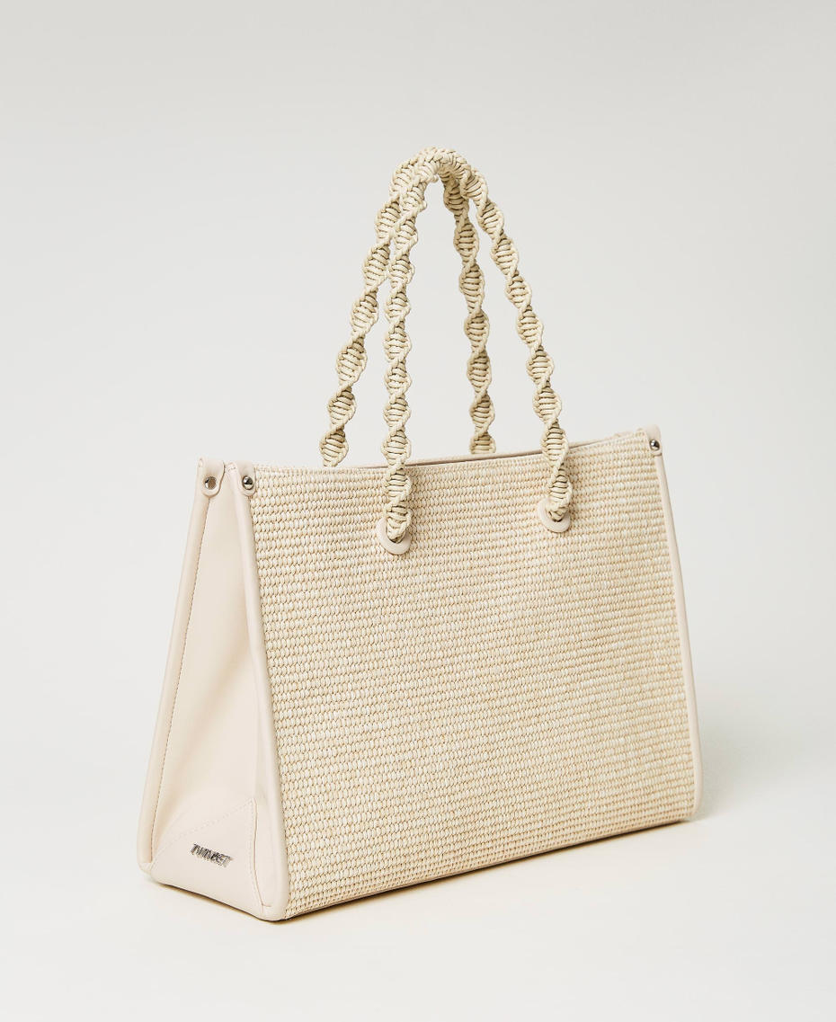 Großer Shopper „Darling“ aus Strohimitat Elfenbein Frau 231TD8400_00018_03