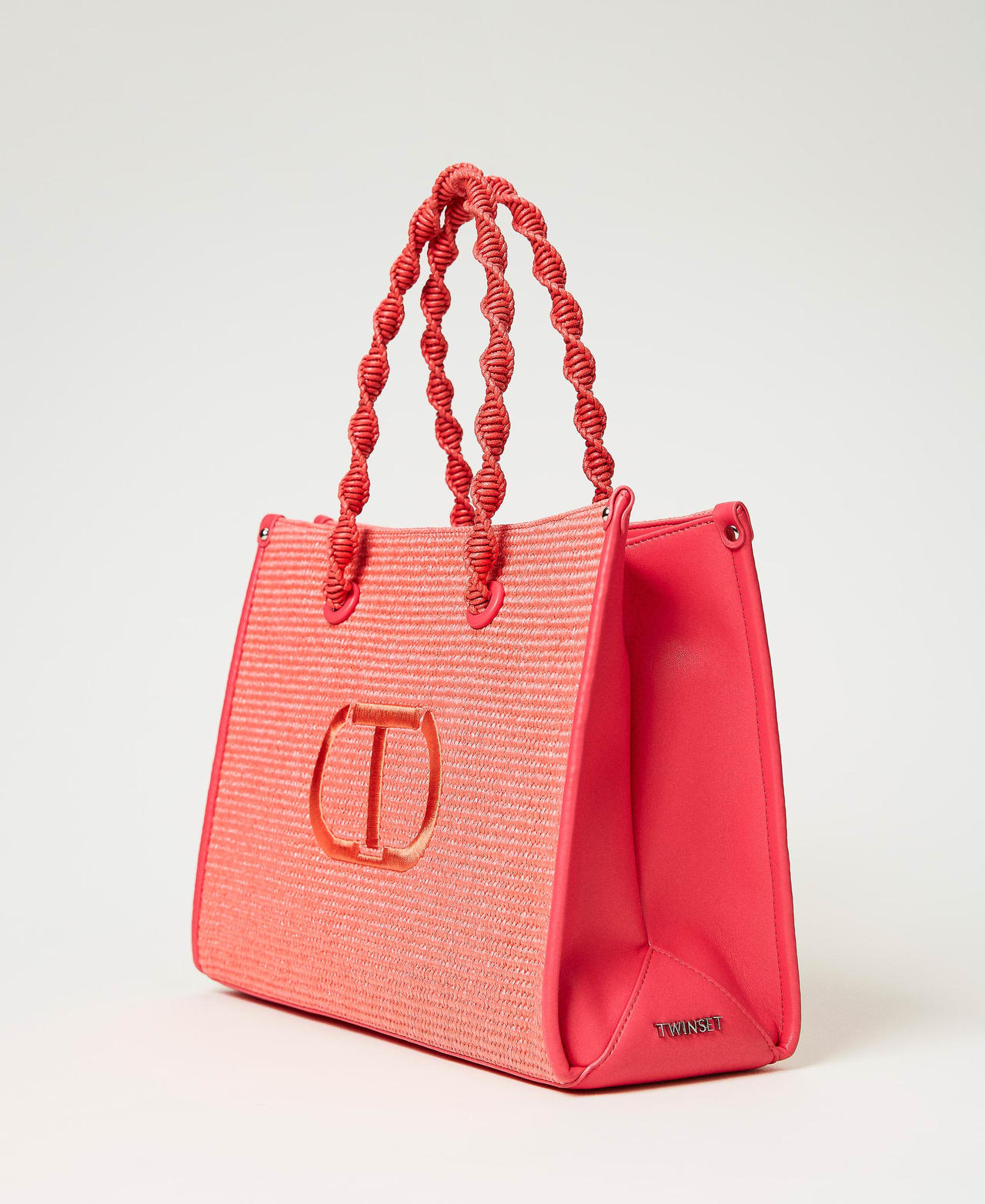 'Darling' large straw-like shopper "Lip Gloss” Pink Woman 231TD8400_00327_02