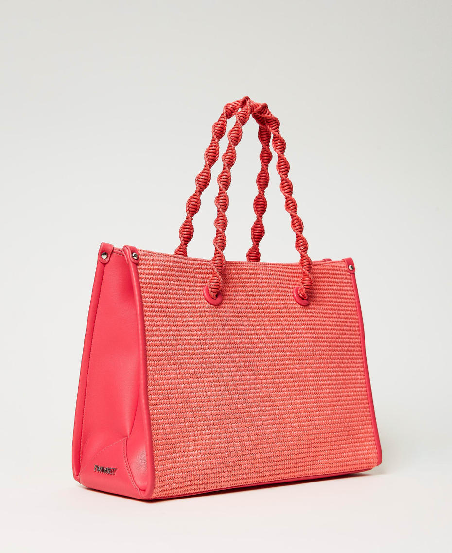 'Darling' large straw-like shopper "Lip Gloss” Pink Woman 231TD8400_00327_03