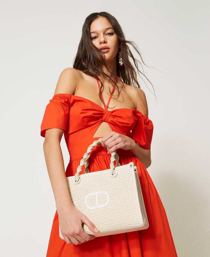 Средняя сумка-шоппер Darling с имитацией соломки Розовый Parisienne женщина 231TD8401-0S
