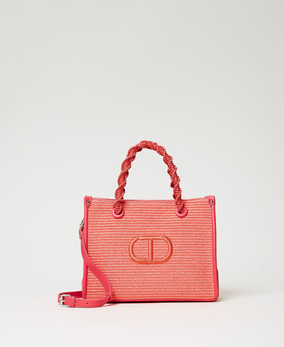 Mittelgroßer Shopper „Darling“ aus Strohimitat Lipglossrosa Frau 231TD8401_00327_01