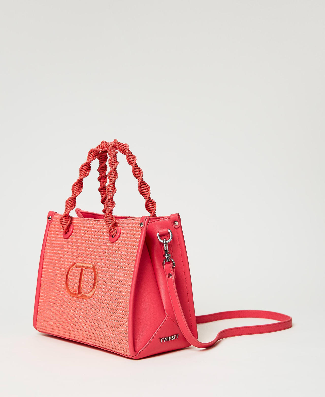 Mittelgroßer Shopper „Darling“ aus Strohimitat Lipglossrosa Frau 231TD8401_00327_02