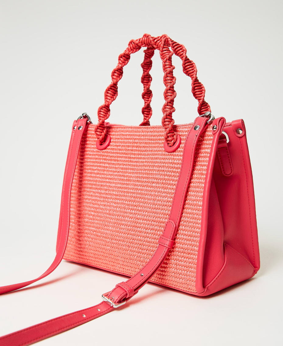 Mittelgroßer Shopper „Darling“ aus Strohimitat Lipglossrosa Frau 231TD8401_00327_03