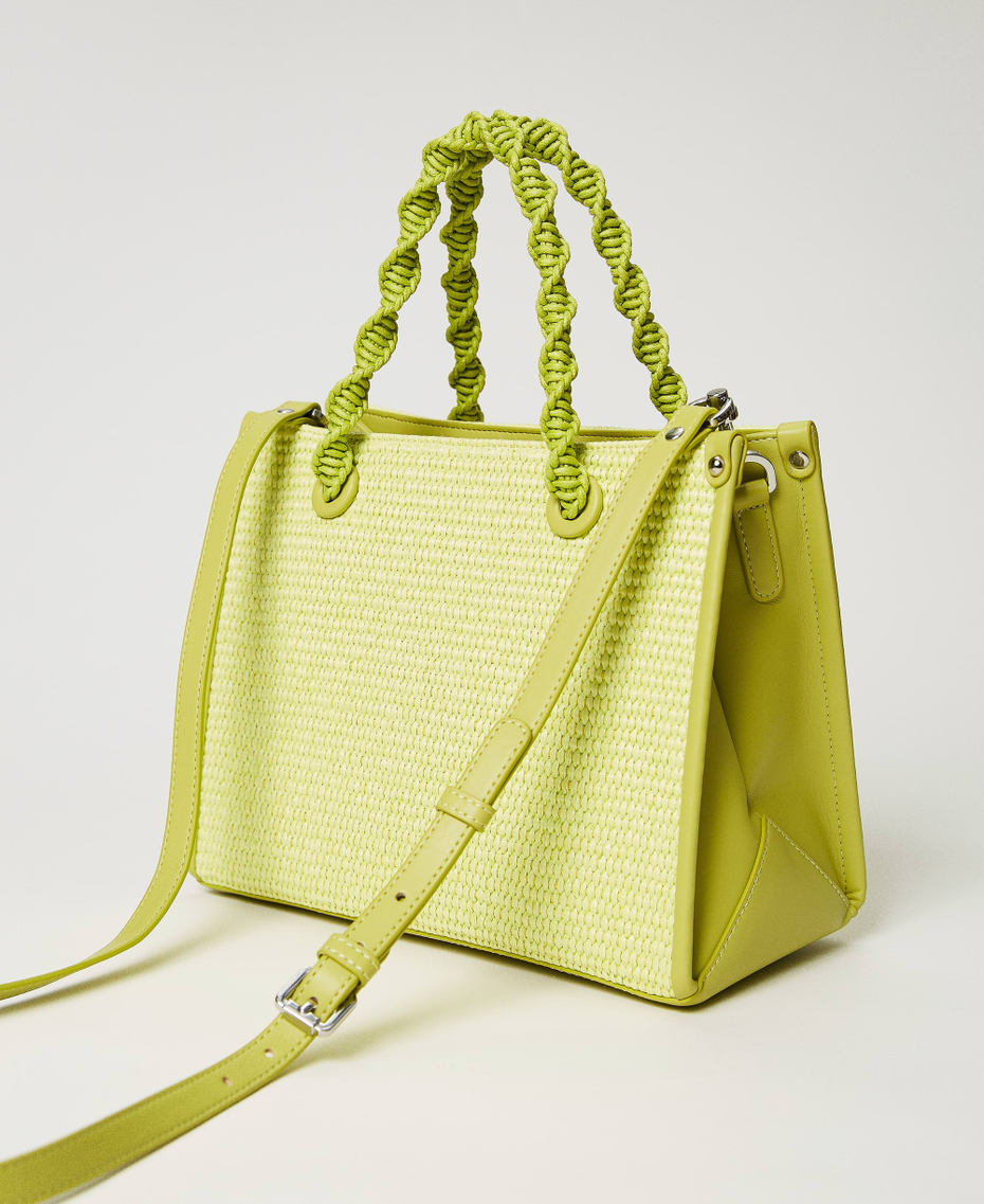 'Darling' medium straw-like shopper Lime Yellow Woman 231TD8401_00352_03