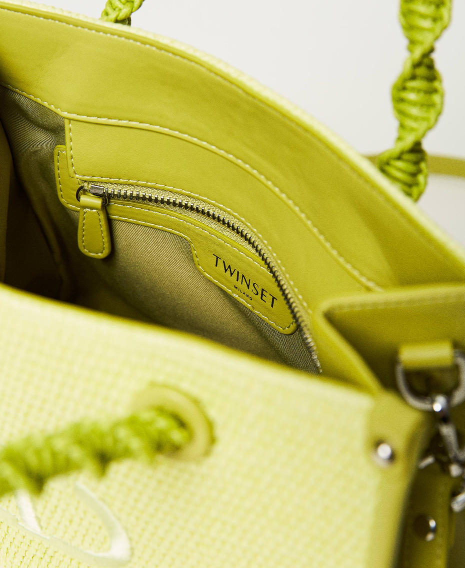 'Darling' medium straw-like shopper Lime Yellow Woman 231TD8401_00352_04