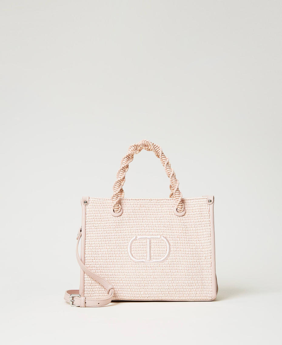 Mittelgroßer Shopper „Darling“ aus Strohimitat Parisienne Rosa Frau 231TD8401_00714_01