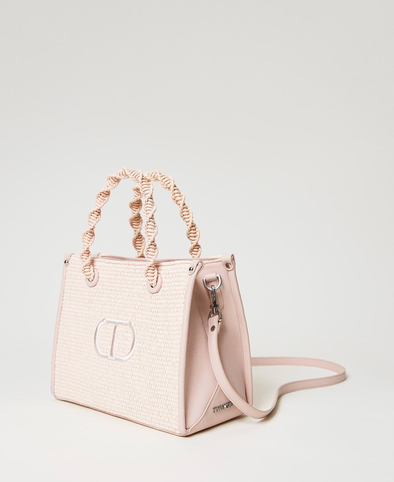 Mittelgroßer Shopper „Darling“ aus Strohimitat Parisienne Rosa Frau 231TD8401_00714_02