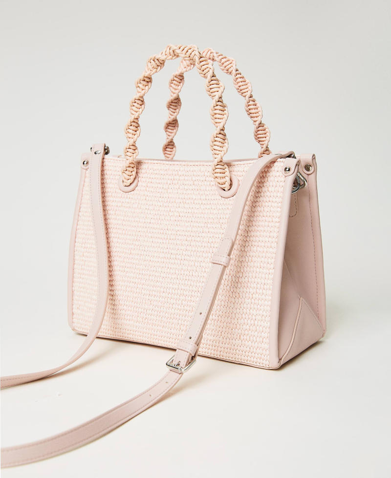 Mittelgroßer Shopper „Darling“ aus Strohimitat Parisienne Rosa Frau 231TD8401_00714_03