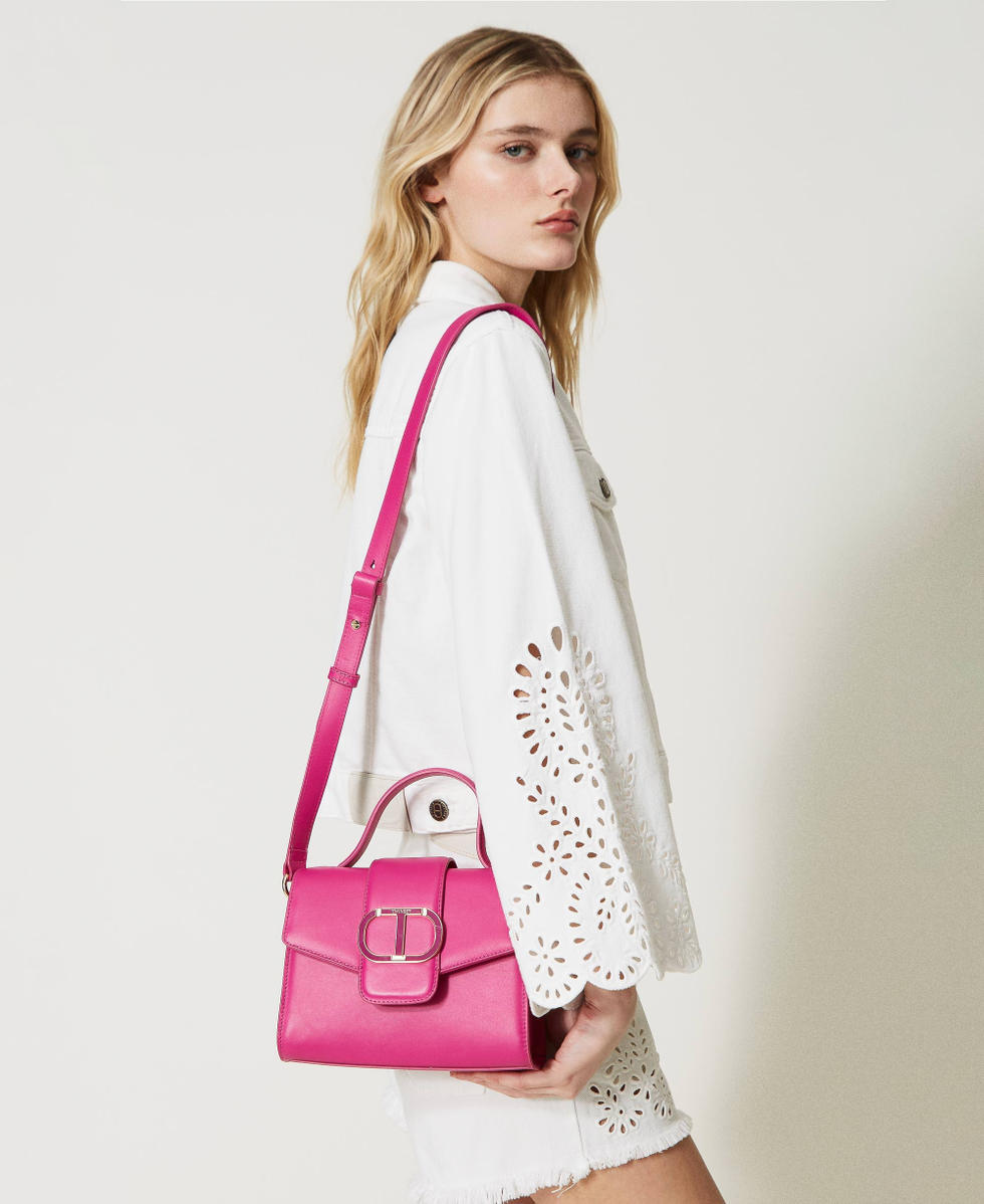 ami⋆* Amie' leather shoulder bag Woman, Fuchsia | TWINSET Milano