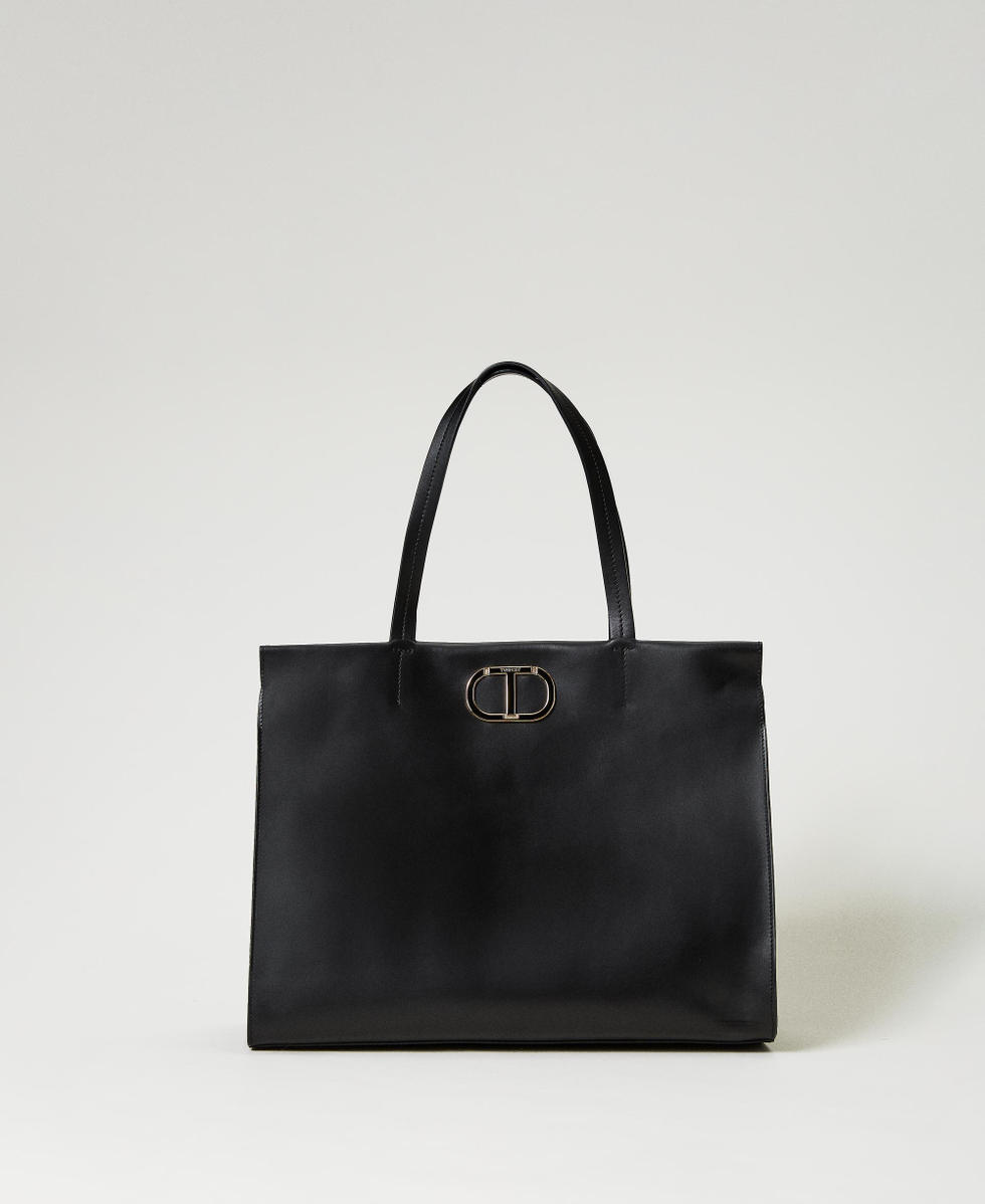 Etoile doubled leather shopper Woman Black TWINSET Milano