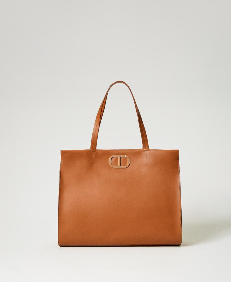 'Étoile' doubled leather shopper Leather Brown Woman 231TD844A-01