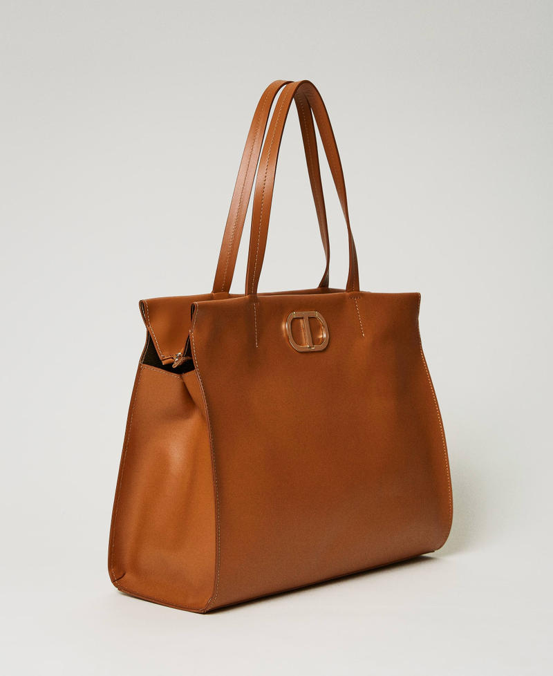 'Étoile' doubled leather shopper Leather Brown Woman 231TD844A-02