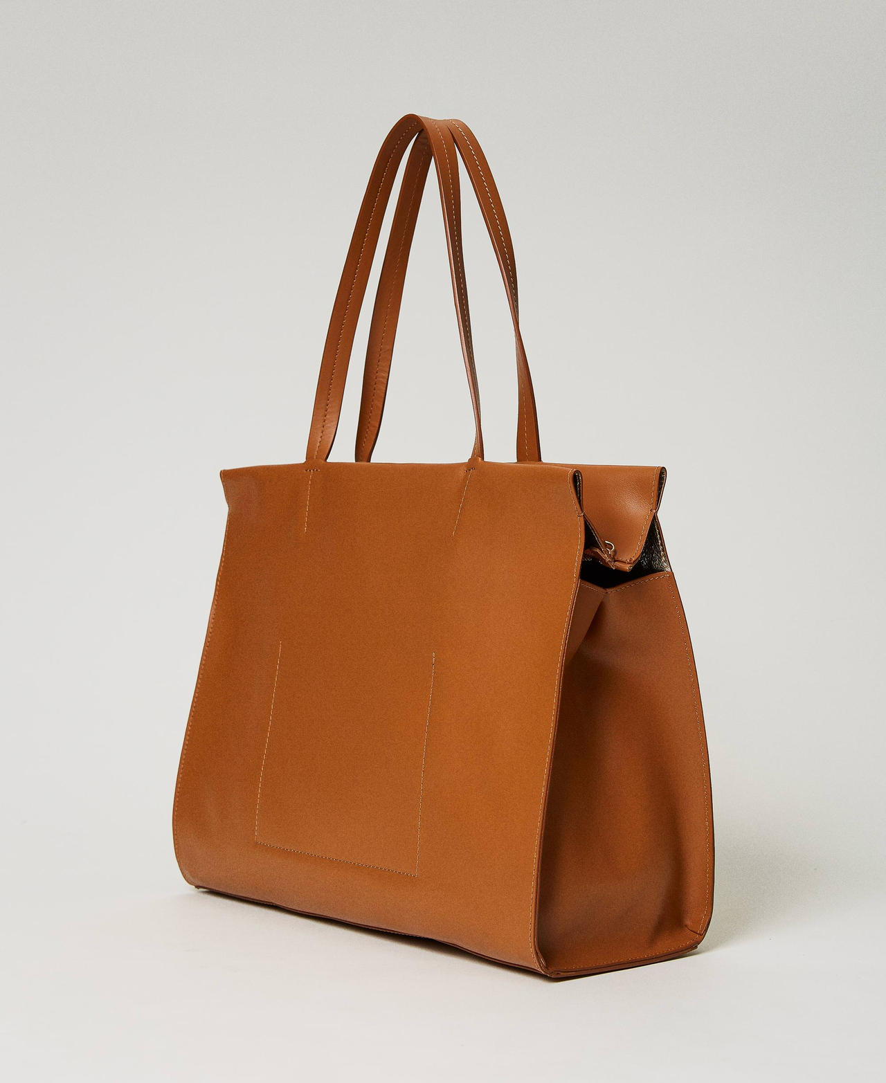 'Étoile' doubled leather shopper Leather Brown Woman 231TD844A-03