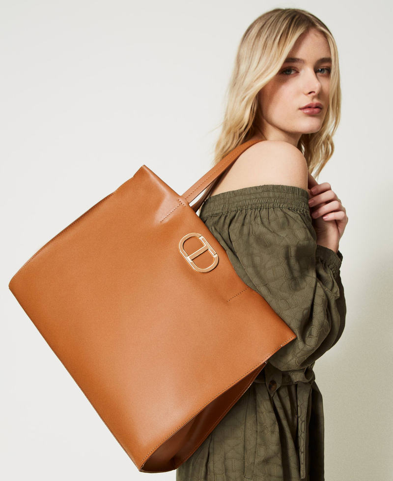 'Étoile' doubled leather shopper Leather Brown Woman 231TD844A-0S
