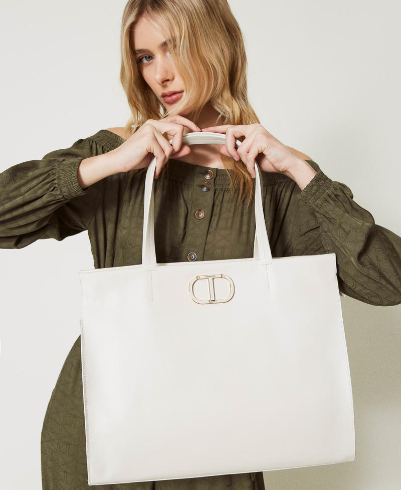 Shopper „Étoile“ aus Doubleface-Leder Mattweiß Frau 231TD844A_00526_0S