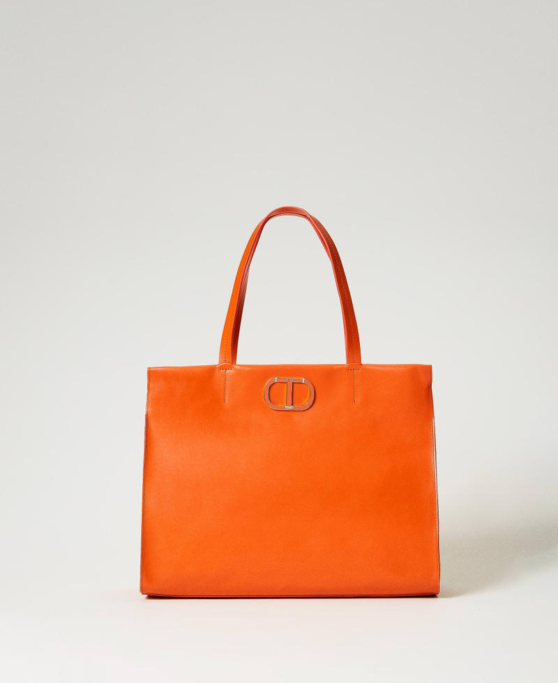 Borsa shopper 'Étoile' in pelle double Arancio Donna 231TD844A_03345_01