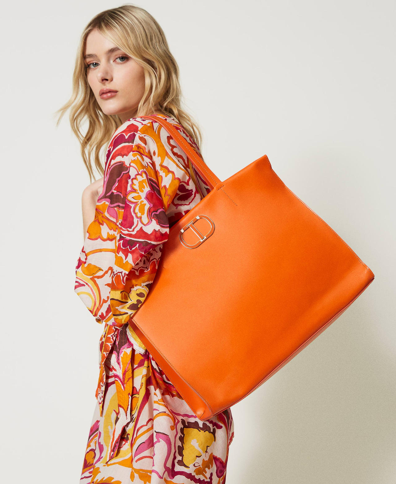 Borsa shopper 'Étoile' in pelle double Arancio Donna 231TD844A_03345_0S