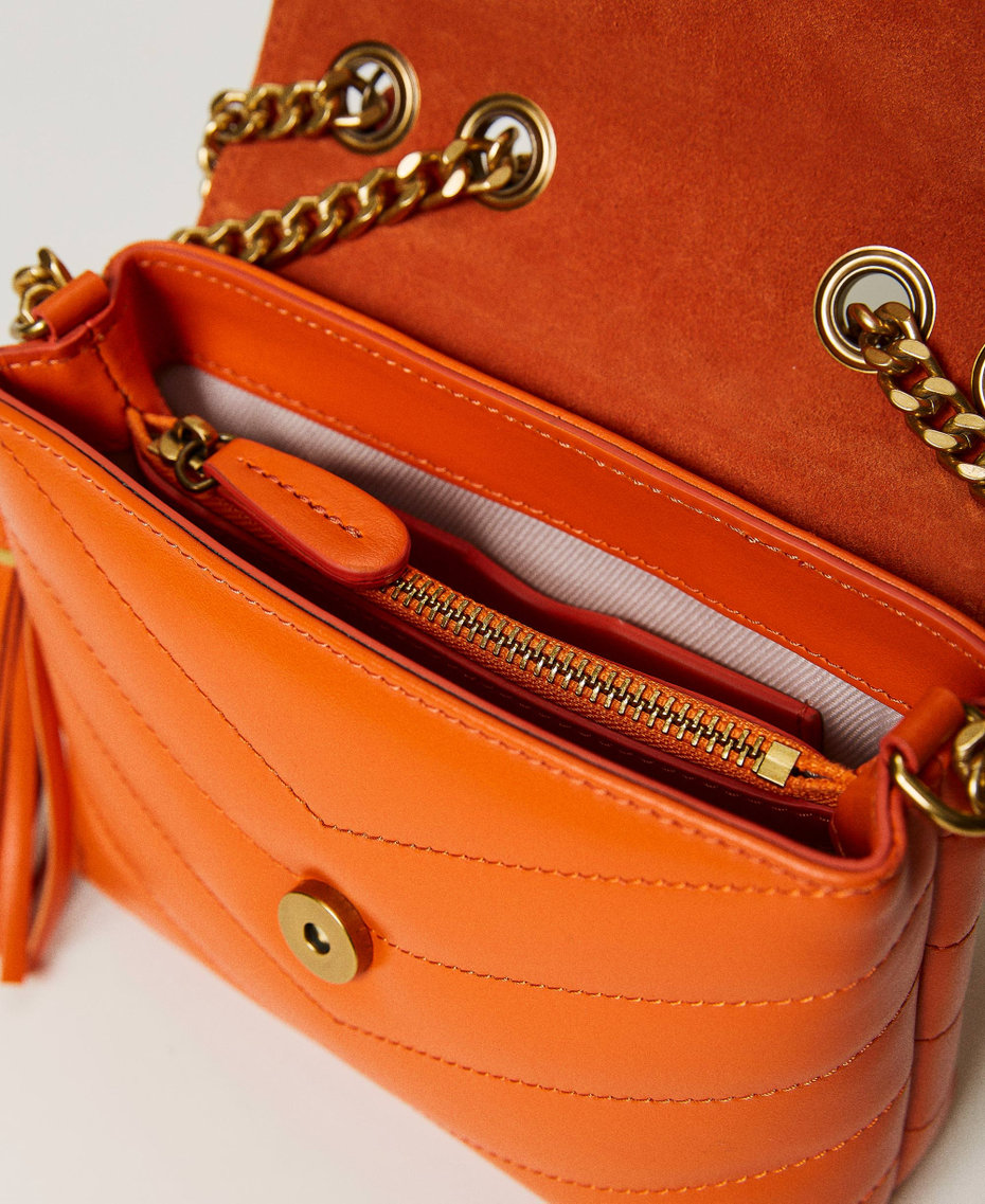 Borsa a tracolla 'Dreamy' piccola in pelle Arancio Donna 231TD8451_03345_04