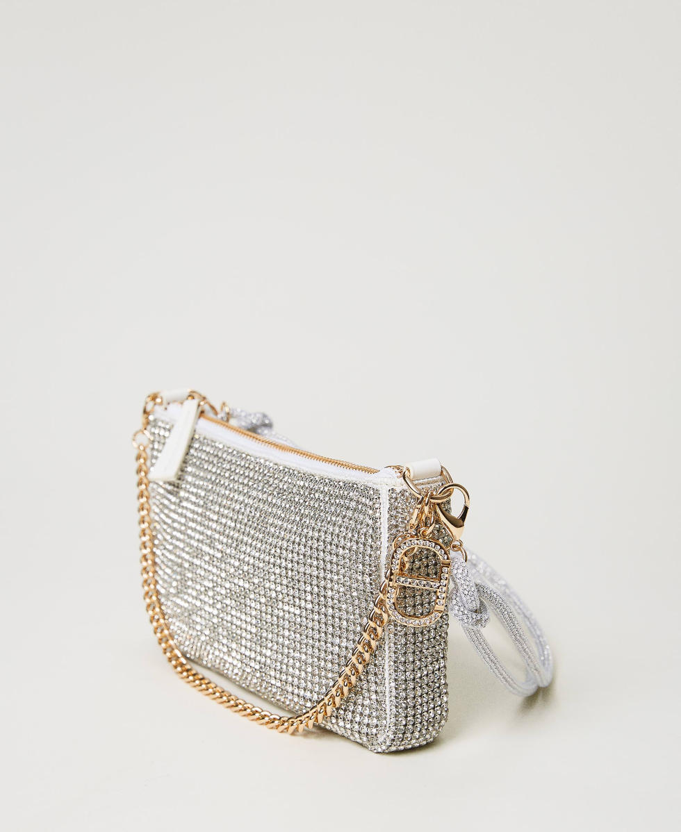 Petite jewel shoulder bag with rhinestones and charms Woman Silver TWINSET Milano