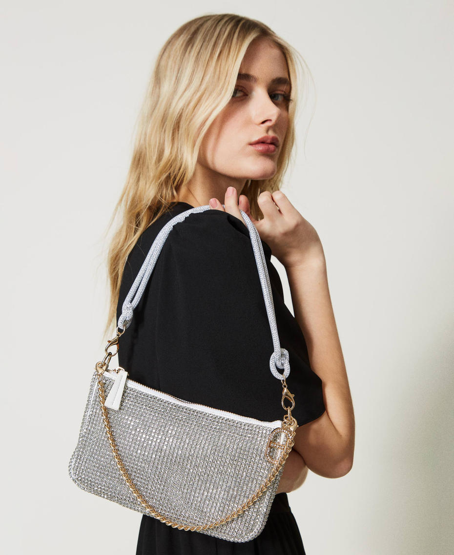'Petite' jewel shoulder bag with rhinestones and charms Crystal Woman 231TD8460-0S
