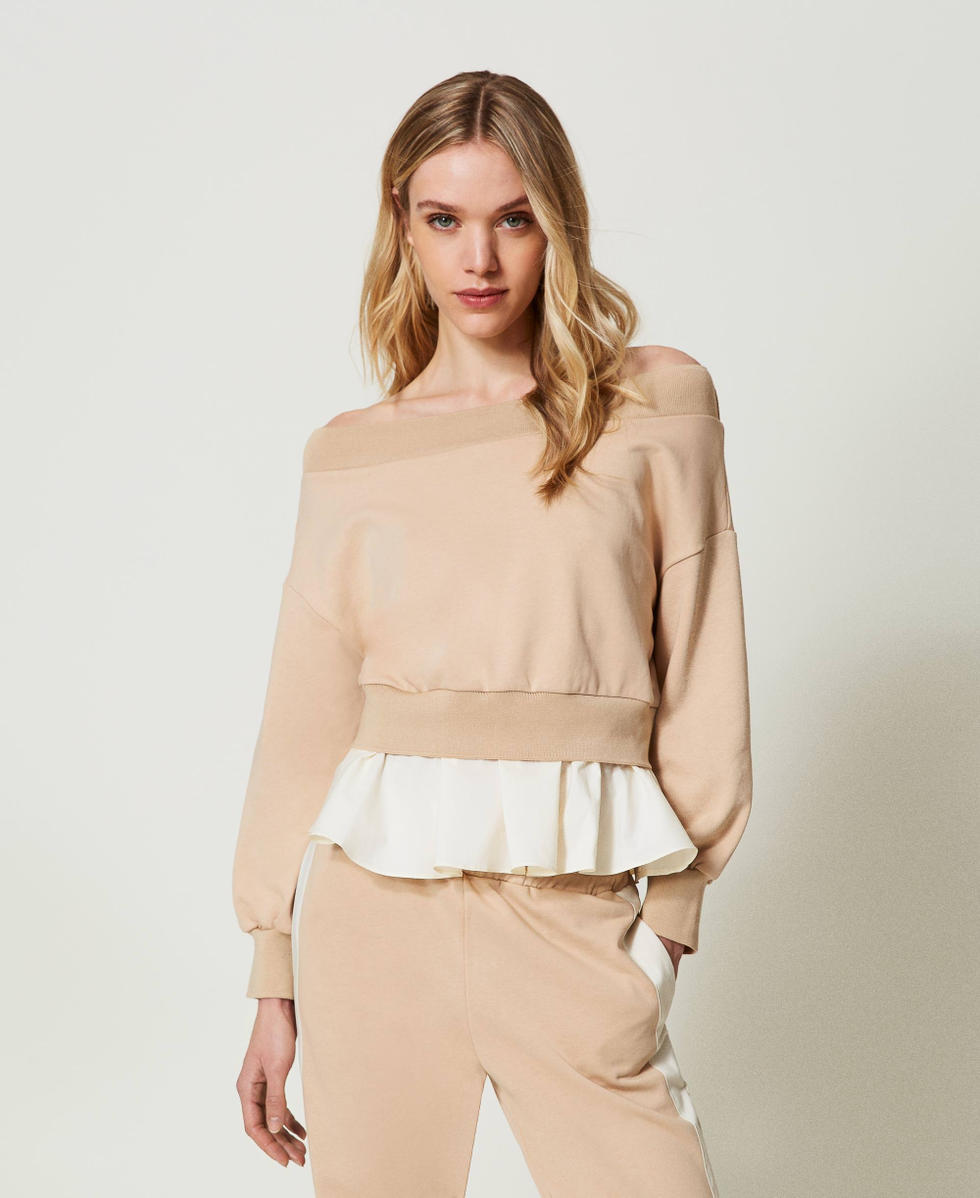 Sweatshirt with poplin flounces